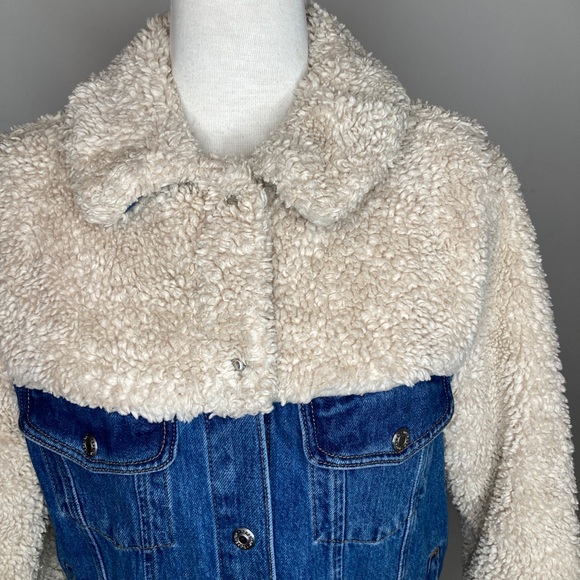 Topshop Denim Sherling Jacket SIZE 4 - Picture 10 of 10